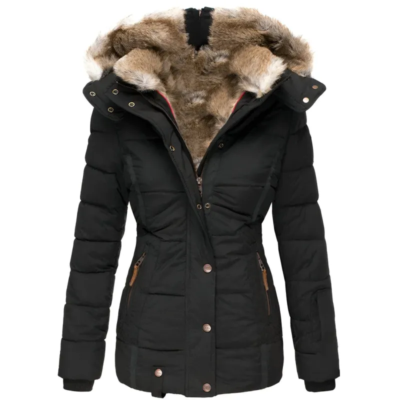 Gabrielle | Women’s Winter Puffer Jacket with Fur Hood made by Northstyle Fashion