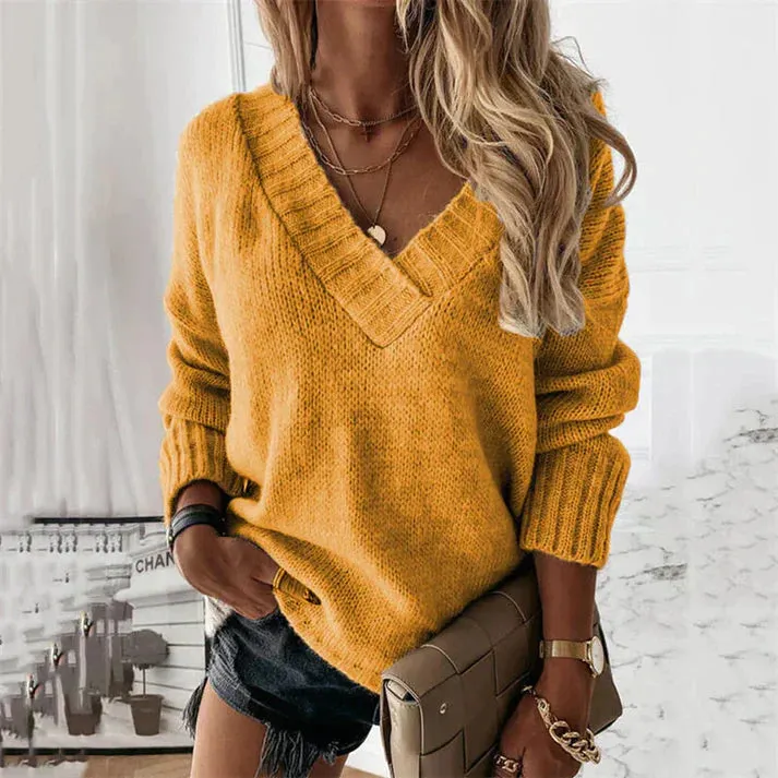 Cozy Soft V-Neck Knit Sweater sold by Northstyle Fashion product image thumbnail 2