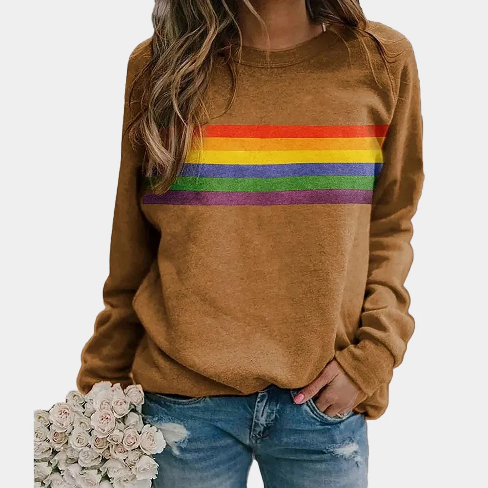 Vibrant Rainbow Stripe Cozy Sweatshirt sold by Northstyle Fashion product image thumbnail 3