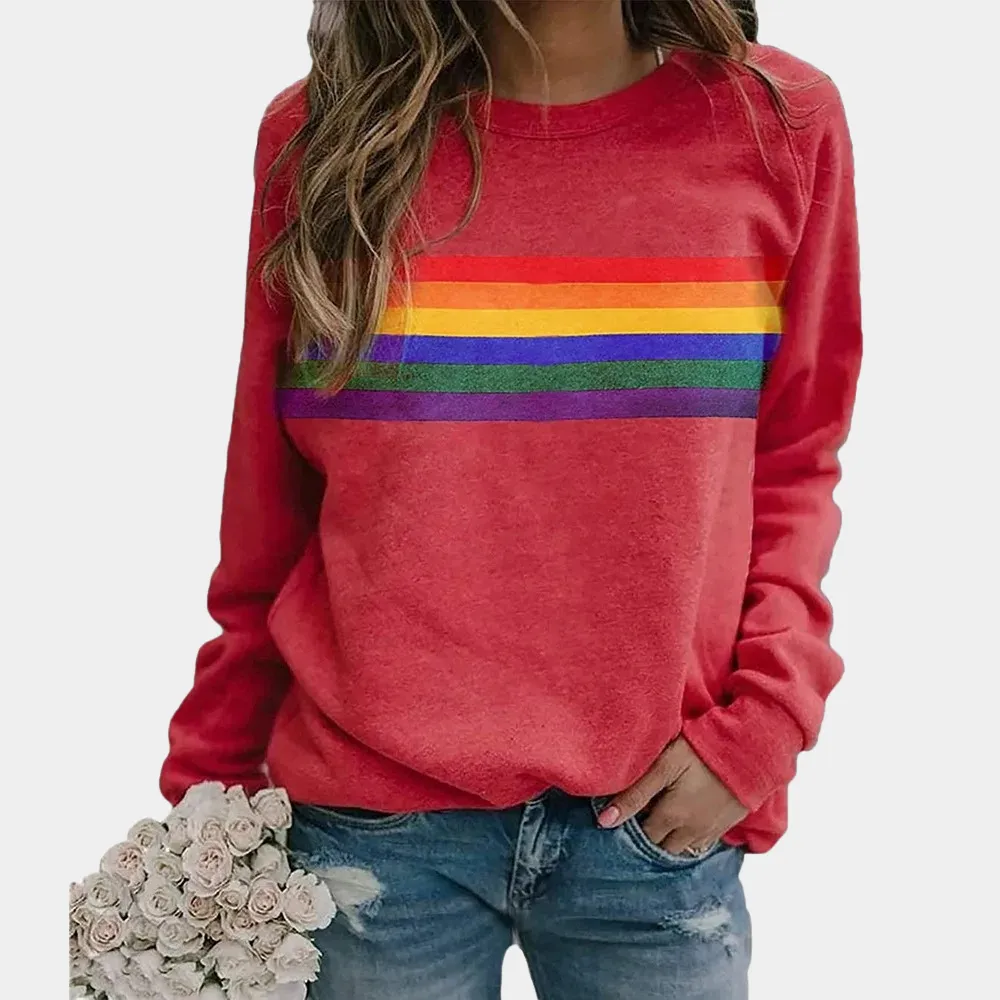 Vibrant Rainbow Stripe Cozy Sweatshirt sold by Northstyle Fashion product image thumbnail 4