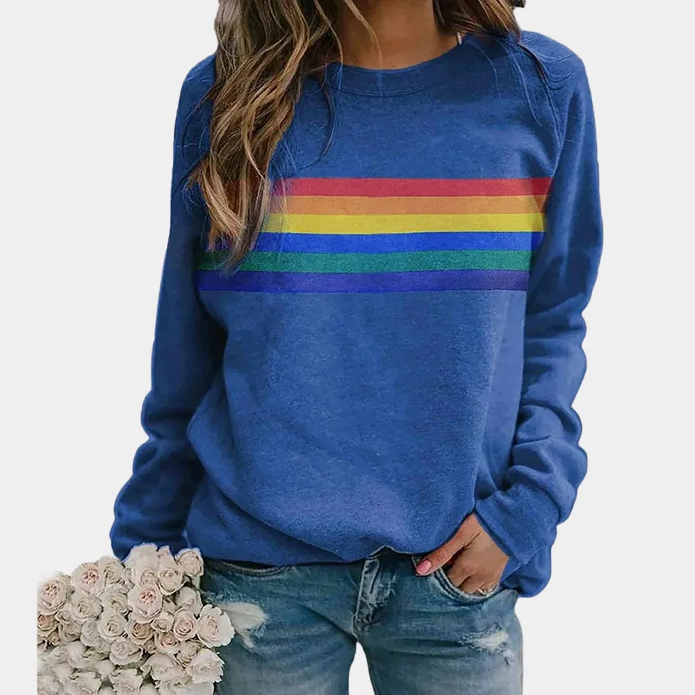 Vibrant Rainbow Stripe Cozy Sweatshirt sold by Northstyle Fashion