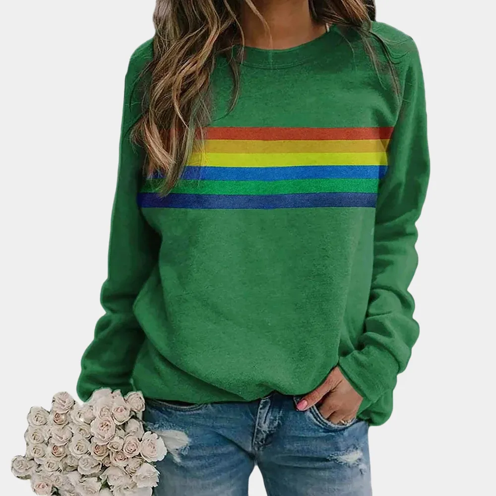 Vibrant Rainbow Stripe Cozy Sweatshirt sold by Northstyle Fashion product image thumbnail 2