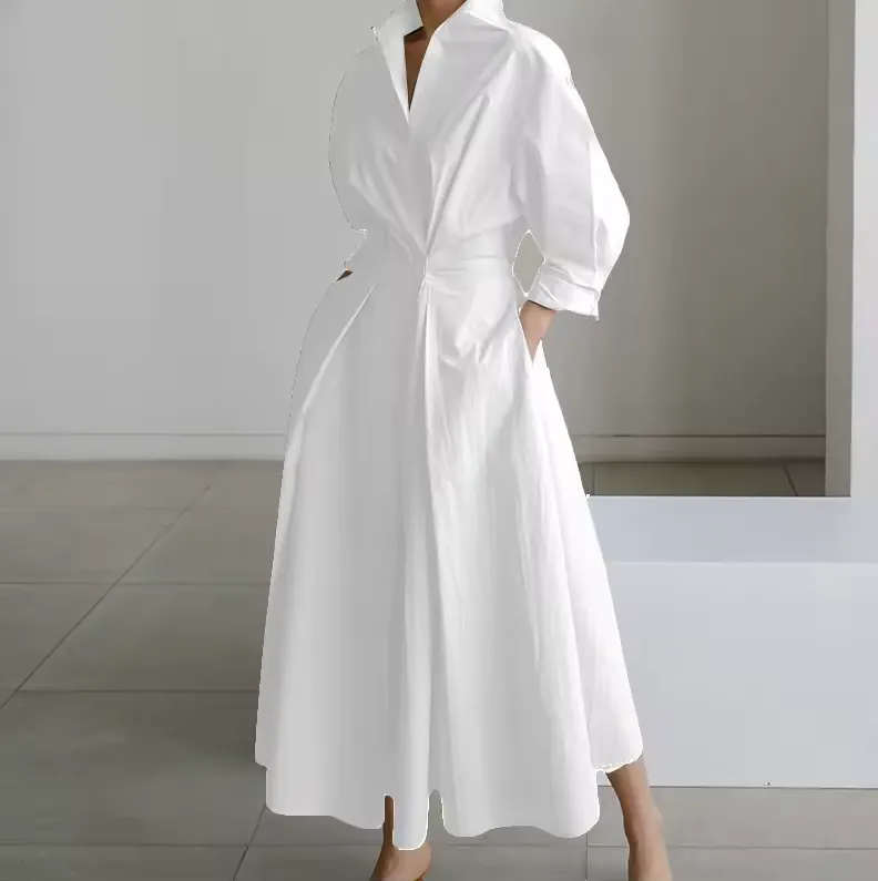 Elegant Button-Down Shirt Dress with Cinched Waist sold by Northstyle Fashion product image thumbnail 4