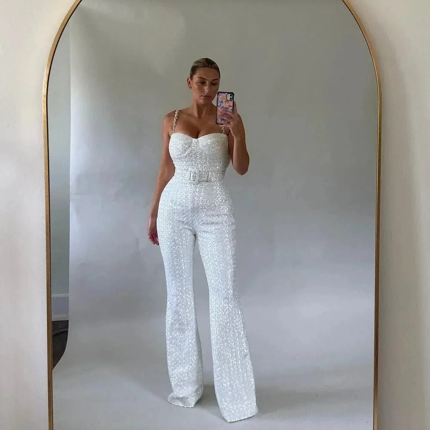 Sparkling Glitter Jumpsuit with Stylish Waist Belt sold by Northstyle Fashion product image thumbnail 2