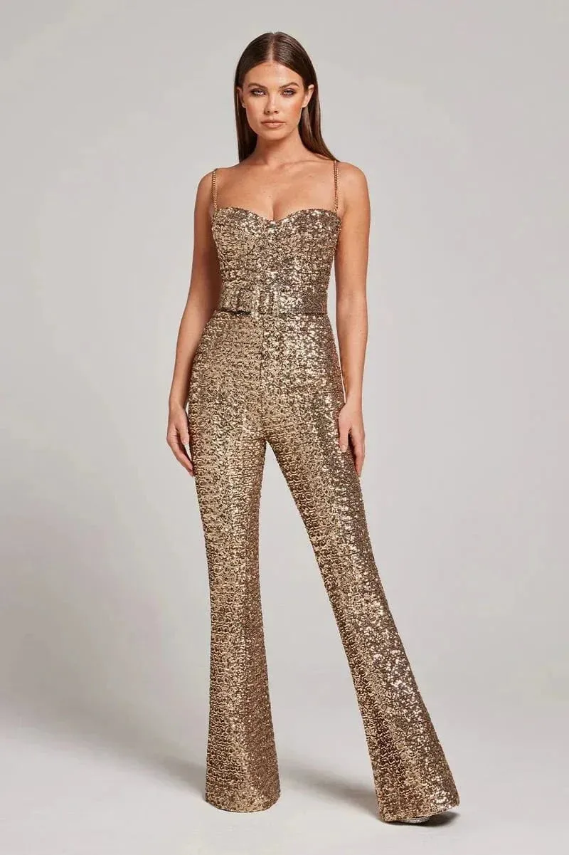 Sparkling Glitter Jumpsuit with Stylish Waist Belt sold by Northstyle Fashion product image thumbnail 4