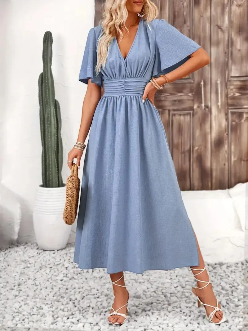 Becky - Women's Long Dress Short Sleeve V-Neck Maxi Sundress sold by Northstyle Fashion product image thumbnail 4
