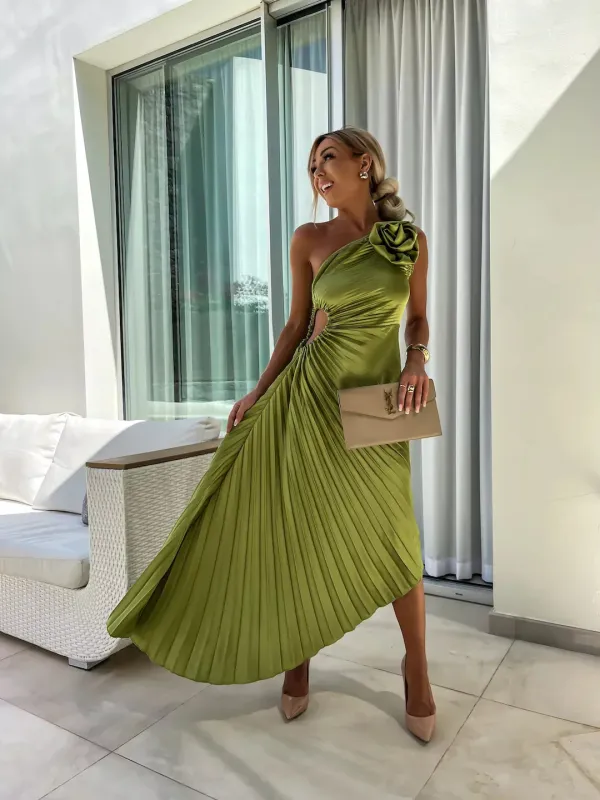 Lily - Romantic Floral One-Shoulder Dress made by Northstyle Fashion