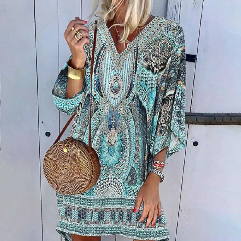 Sasha - Boho-Inspired V-Neck Kaftan Dress made by Northstyle Fashion