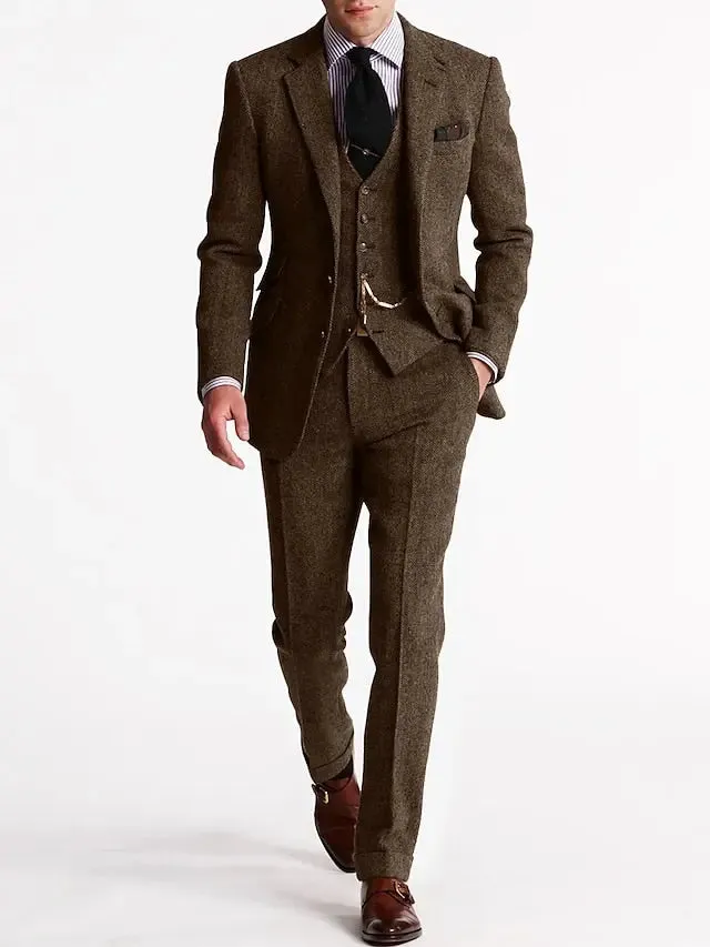 Men’s 3-Piece Tuxedo – Classic Tweed Tailored Suit sold by Northstyle Fashion product image thumbnail 3