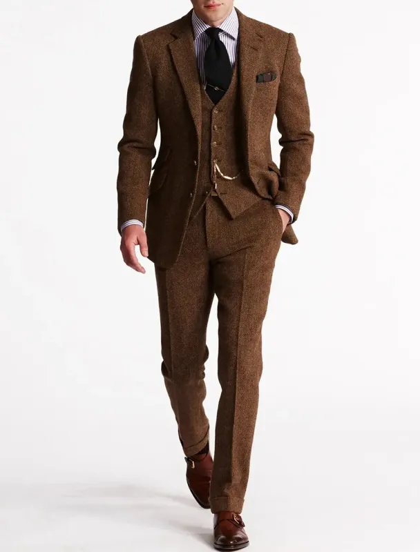 Men’s 3-Piece Tuxedo – Classic Tweed Tailored Suit made by Northstyle Fashion