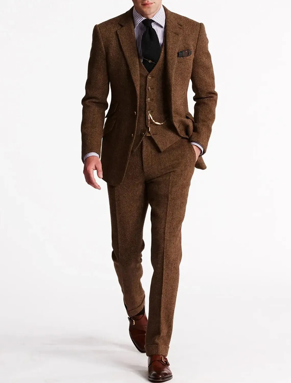 Men’s 3-Piece Tuxedo – Classic Tweed Tailored Suit sold by Northstyle Fashion