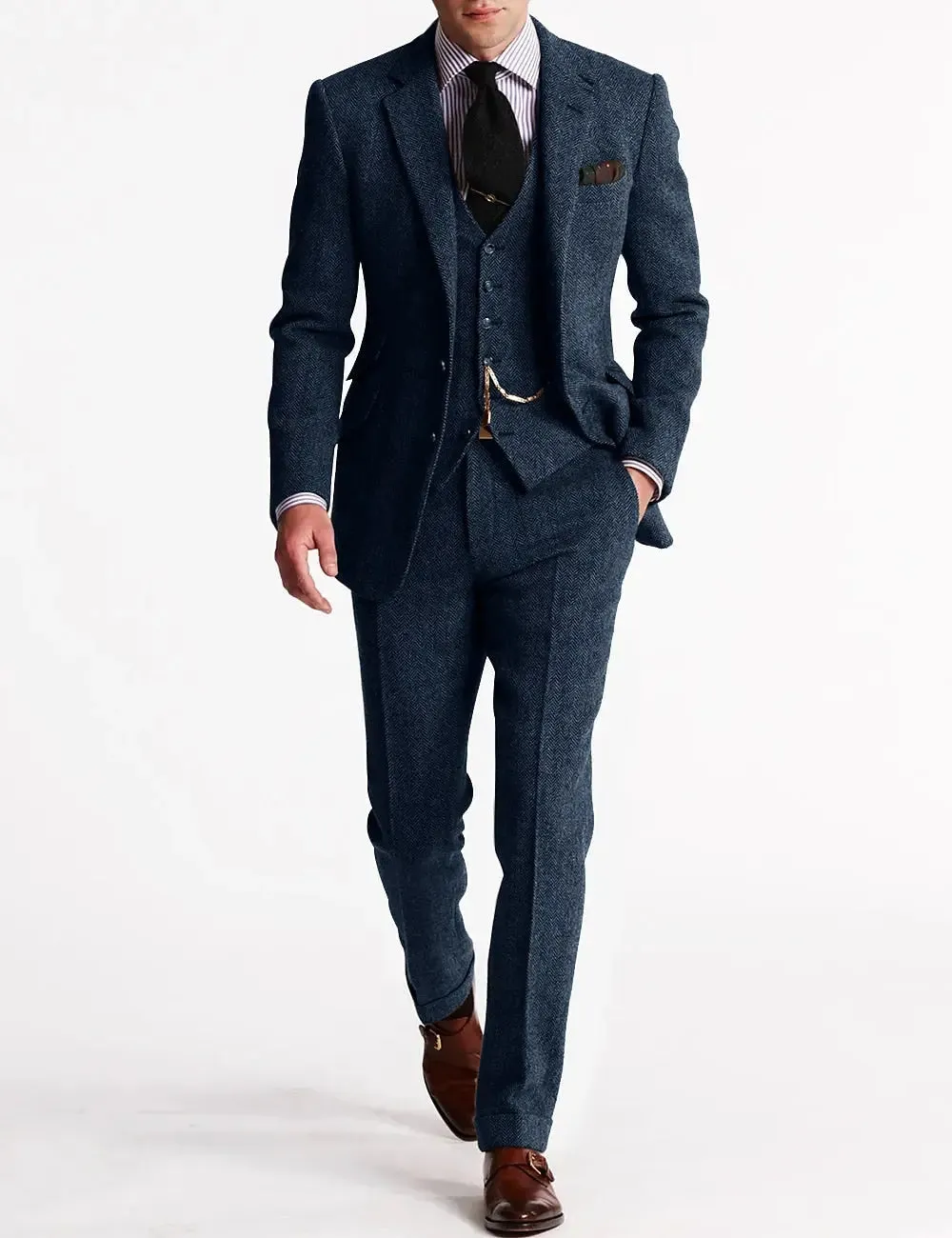 Men’s 3-Piece Tuxedo – Classic Tweed Tailored Suit sold by Northstyle Fashion product image thumbnail 5