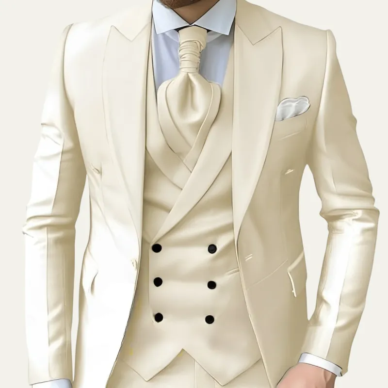 The Nervi Men’s 3 Piece Suit – Slim Fit Classic Wedding & Dinner Suit Set made by Northstyle Fashion