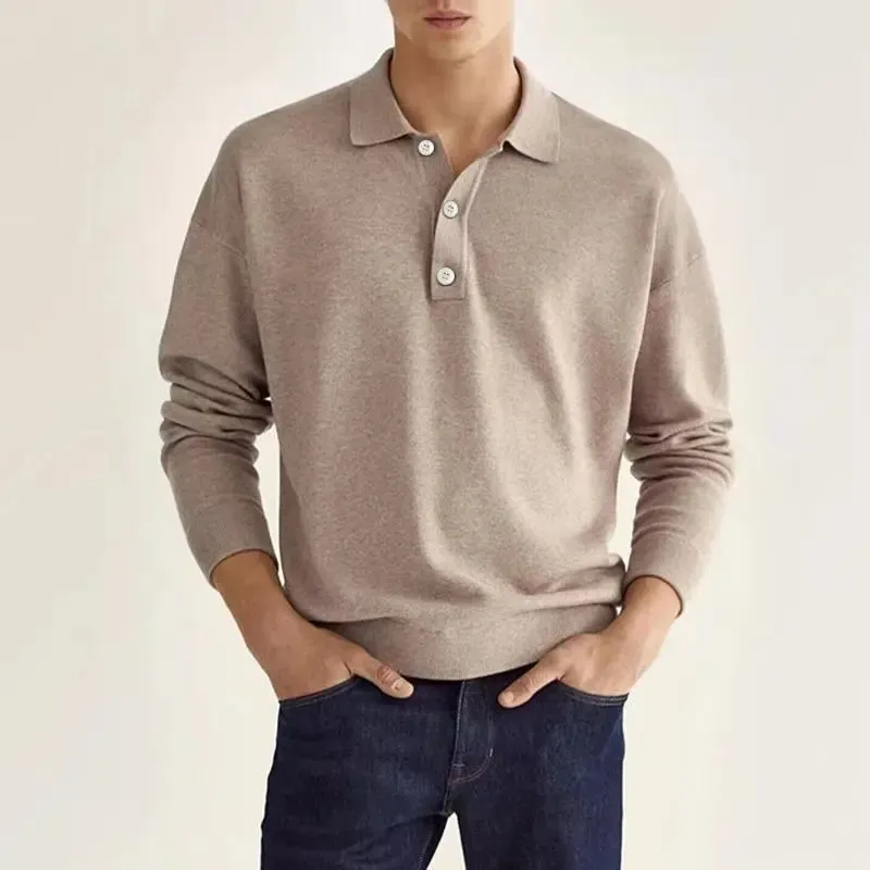 Logan | Men’s Long Sleeve Casual Knit Polo Shirt made by Northstyle Fashion