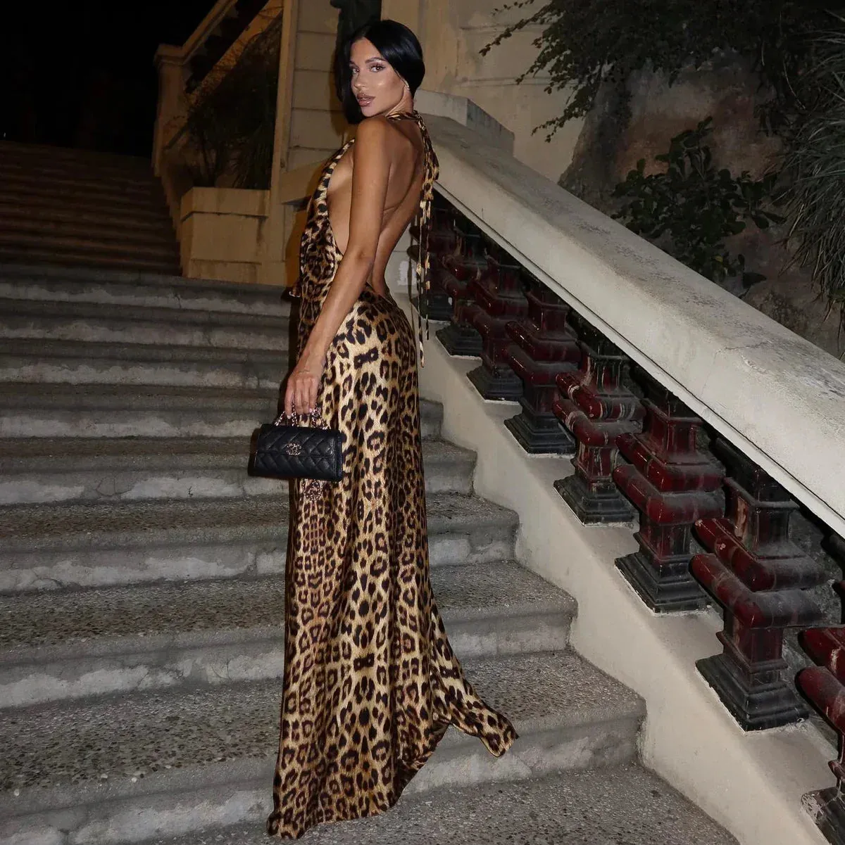 Maxi summer dress women's leopard backless sold by Northstyle Fashion product image thumbnail 2