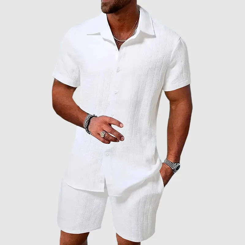 Button-Down Shirt and Shorts Set for Men - Short Sleeve Collared sold by Northstyle Fashion product image thumbnail 2