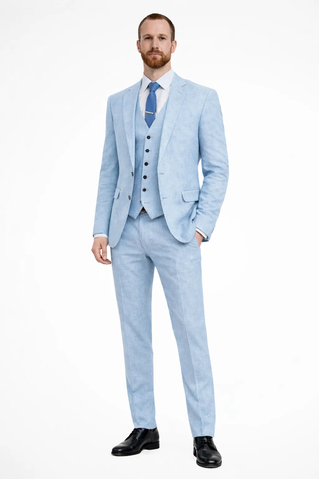 Clifton | Men Linen Three Piece Wedding Guest Suit Blazer Trousers and Waistcoat Set sold by Northstyle Fashion product image thumbnail 4