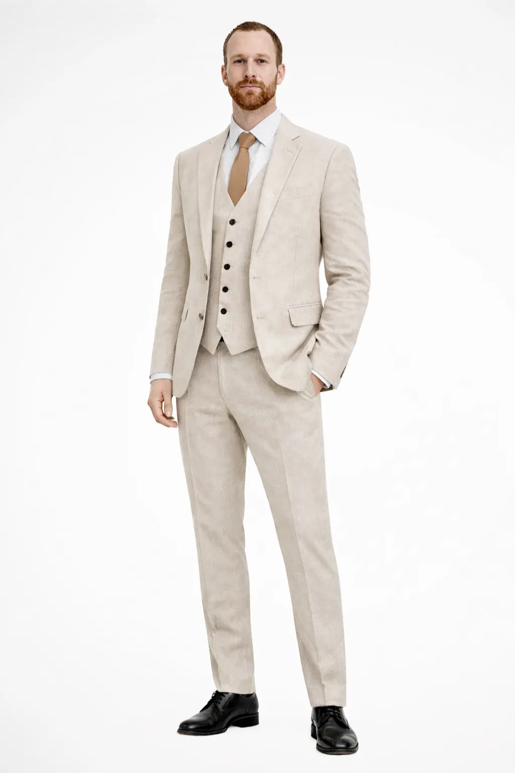 Clifton | Men Linen Three Piece Wedding Guest Suit Blazer Trousers and Waistcoat Set sold by Northstyle Fashion product image thumbnail 2
