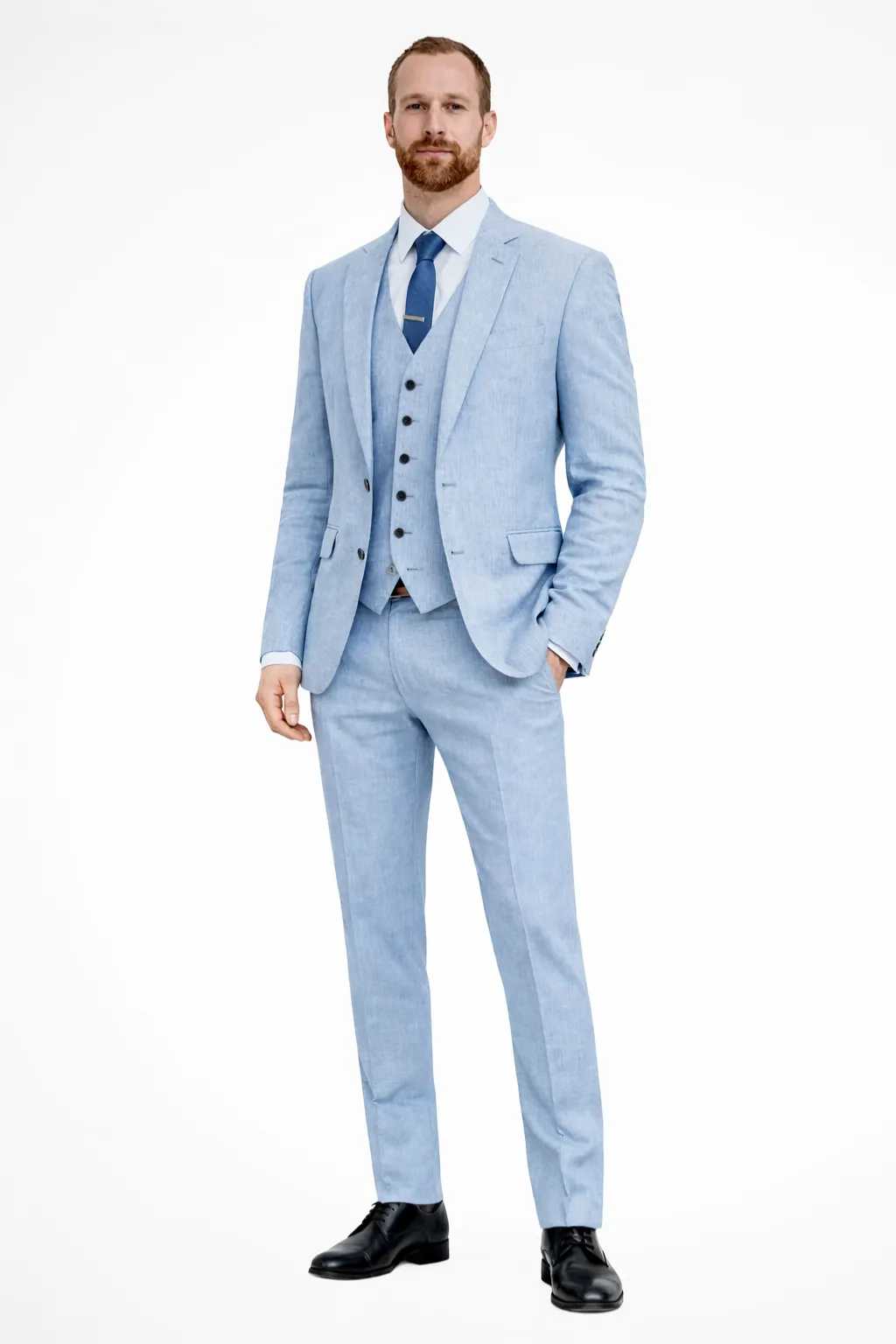 Clifton | Men Linen Three Piece Wedding Guest Suit Blazer Trousers and Waistcoat Set sold by Northstyle Fashion product image thumbnail 3