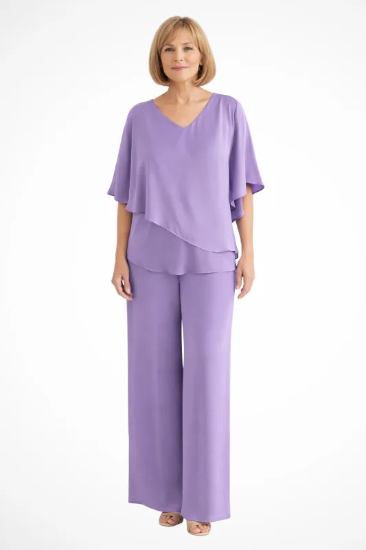 Elegant Women’s Two Piece Set V Neck Batwing Sleeve Top Wide Leg Trousers made by Northstyle Fashion