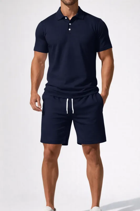 Stylish Men’s Polo Shirt and Drawstring Shorts Summer Outfit Set made by Northstyle Fashion
