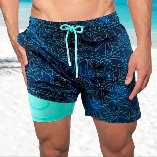 Men's Swim Shorts - Multi-Print Selection and Integrated Compression Liner sold by Northstyle Fashion