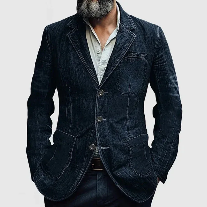 Men's Blazer – Tailored Fit – Denim Look – Single Breasted – Notched Lapels – Casual Style sold by Northstyle Fashion product image thumbnail 2
