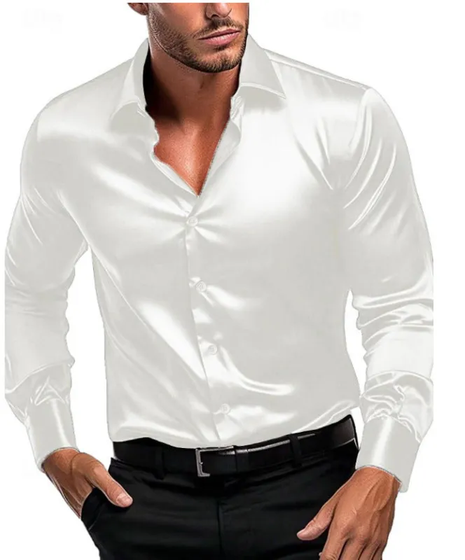Marco | Slim Fit Silk Dress Shirt – Men's Formal Long Sleeve Shirt made by Northstyle Fashion