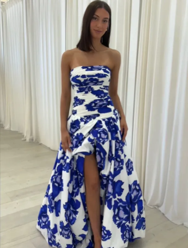 Women's Floral Maxi Dress with Draped Design made by Northstyle Fashion