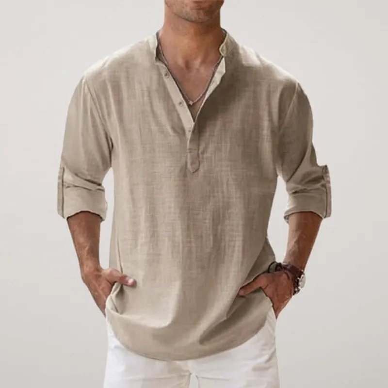 Elijah | Men's Relaxed-Fit Linen Blend Long-Sleeve Shirt made by Northstyle Fashion