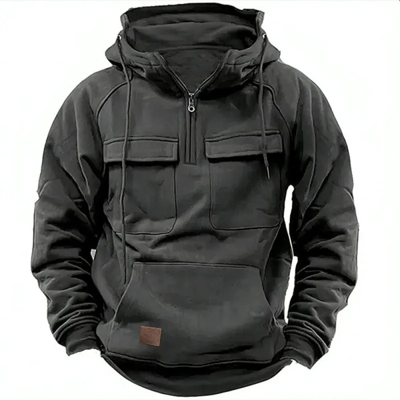 Men's Hoodie – Relaxed Fit – Half Zip – Chest Pockets – Soft Cotton Fleece made by Northstyle Fashion