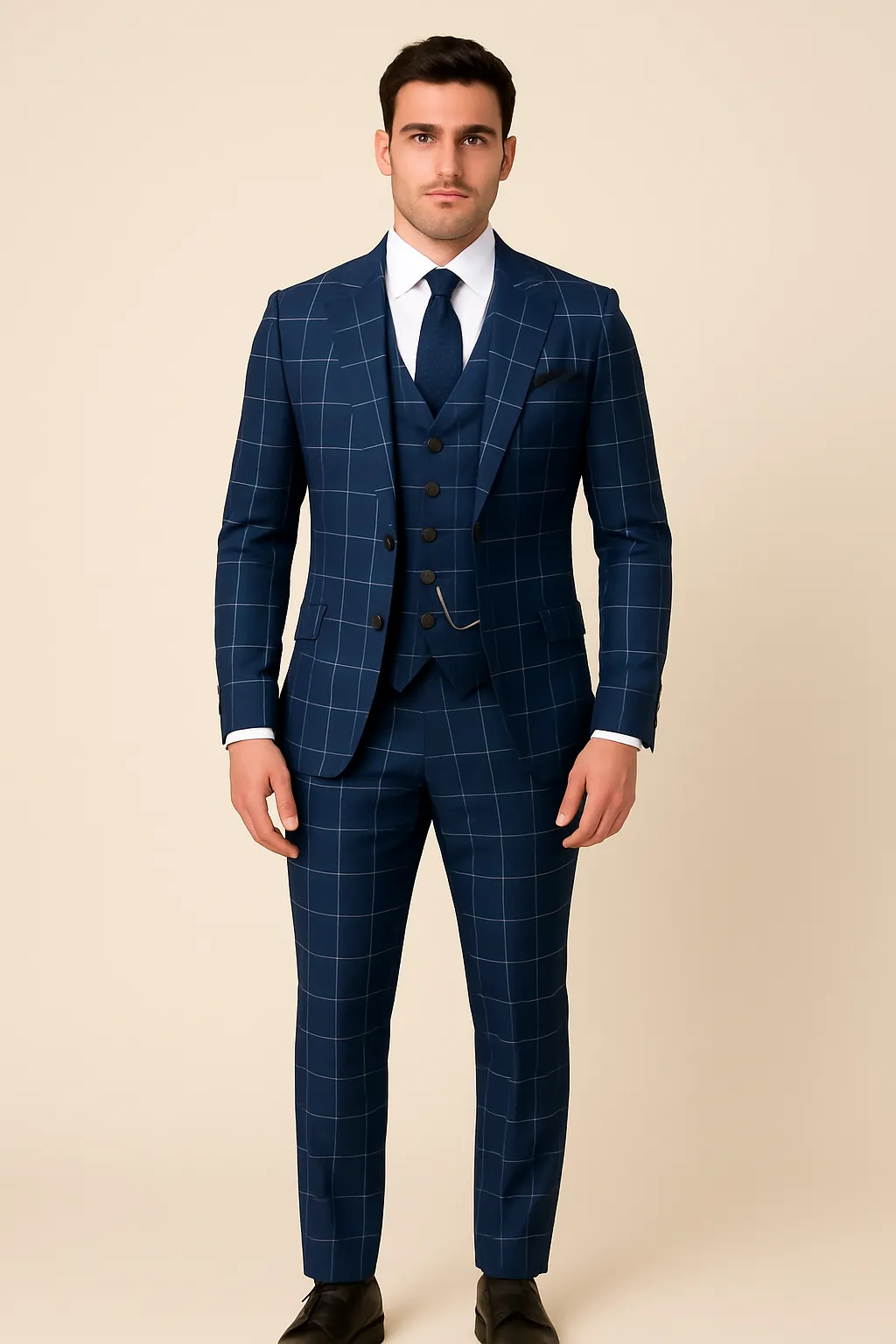 Men’s Windowpane Three-Piece Suit Set sold by Northstyle Fashion product image thumbnail 3
