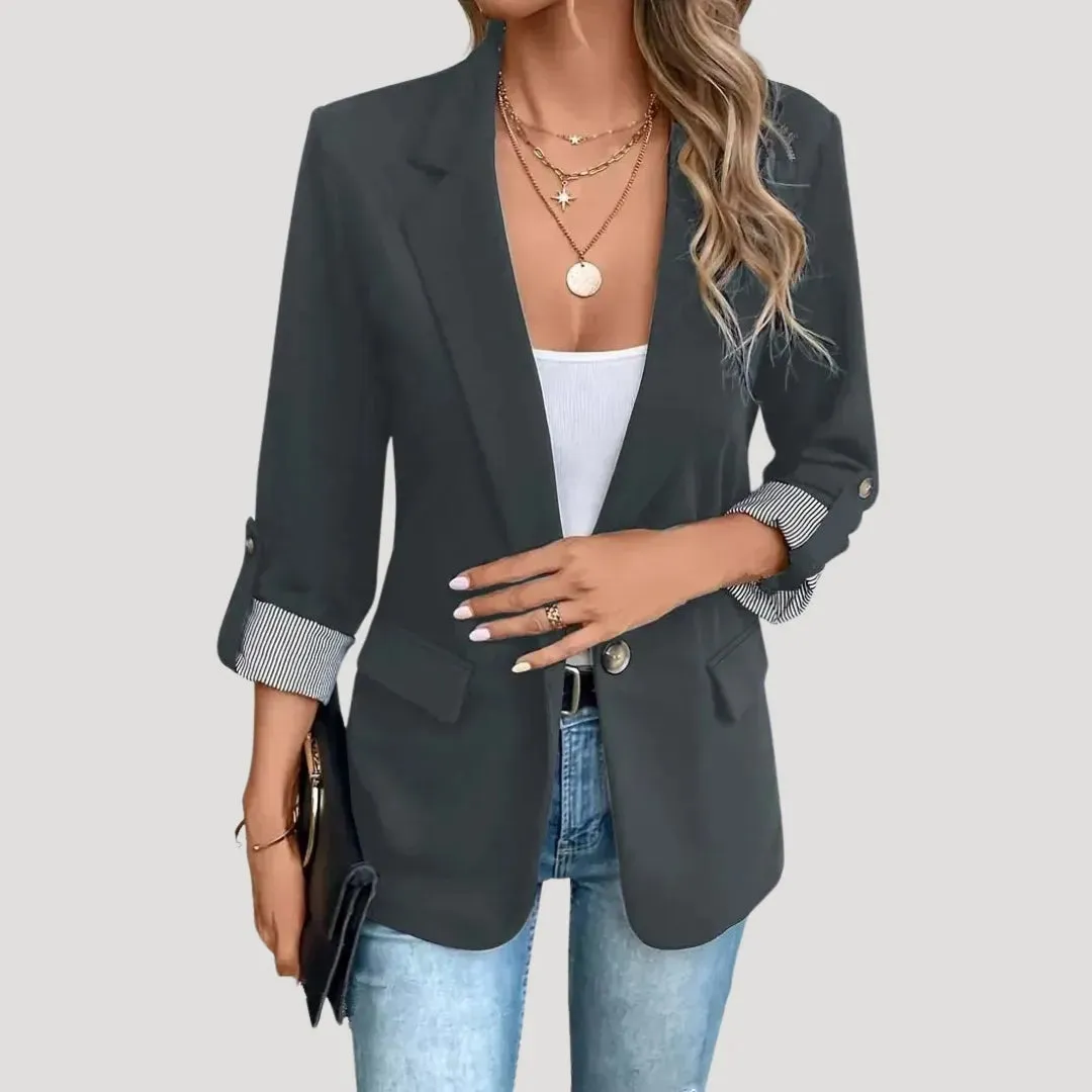 Women’s Tailored Blazer – Classic Single-Breasted with Roll-Up Sleeves sold by Northstyle Fashion product image thumbnail 4