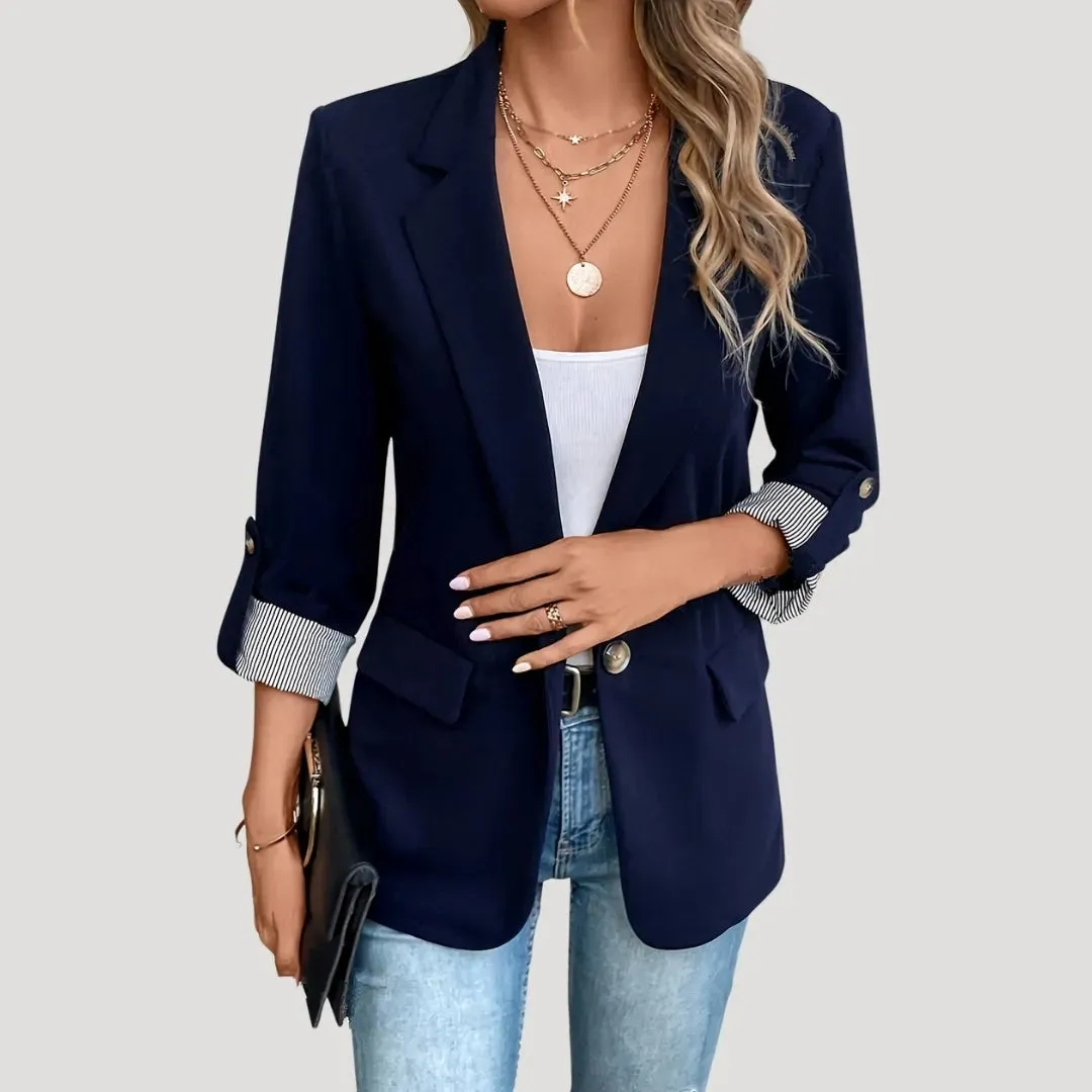 Women’s Tailored Blazer – Classic Single-Breasted with Roll-Up Sleeves sold by Northstyle Fashion