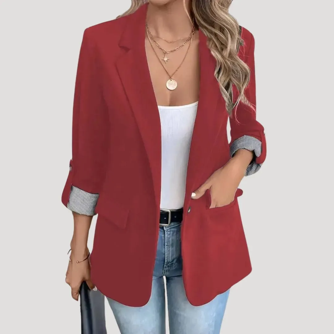 Women’s Tailored Blazer – Classic Single-Breasted with Roll-Up Sleeves sold by Northstyle Fashion product image thumbnail 2