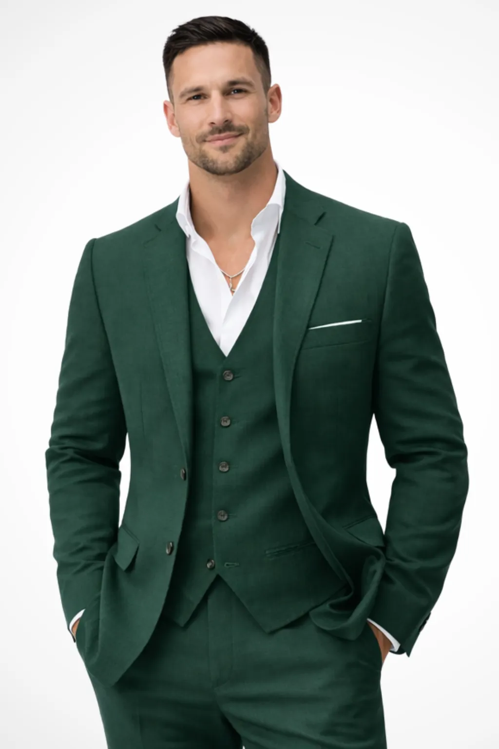 Justin | Men Three Piece Linen Summer Wedding Guest Suit sold by Northstyle Fashion product image thumbnail 4