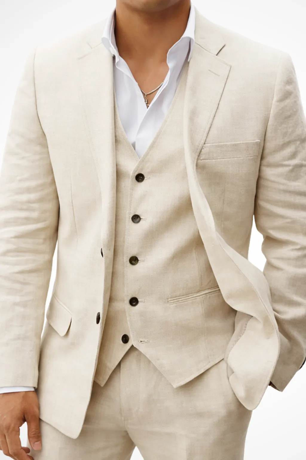 Justin | Men Three Piece Linen Summer Wedding Guest Suit sold by Northstyle Fashion product image thumbnail 5