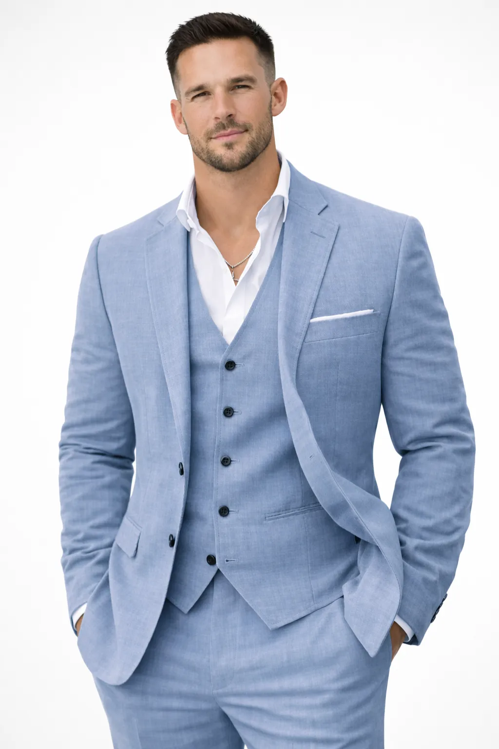 Justin | Men Three Piece Linen Summer Wedding Guest Suit sold by Northstyle Fashion product image thumbnail 2