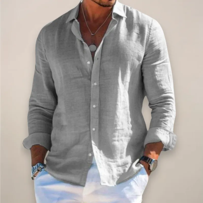 Liam | Lapel Collar Button Down Long Sleeve Relaxed Casual Shirt made by Northstyle Fashion