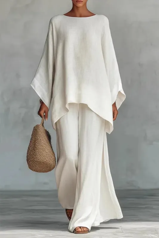 Minimalist Linen Pants Set Sleeveless Co Ord Two Piece made by Northstyle Fashion