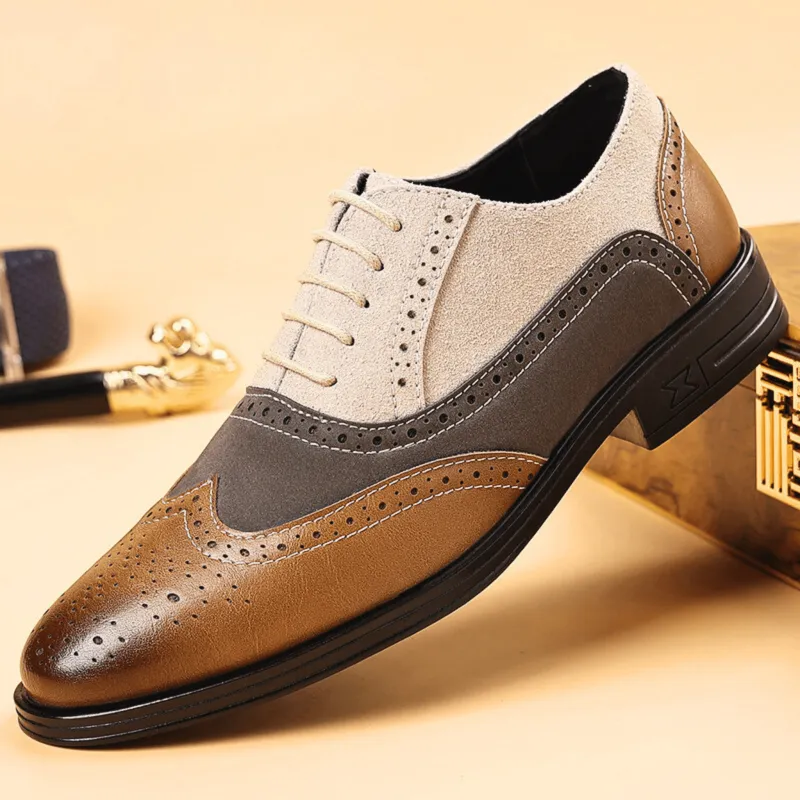 Men's Halston Leather Wingtip Oxford Shoes made by Northstyle Fashion