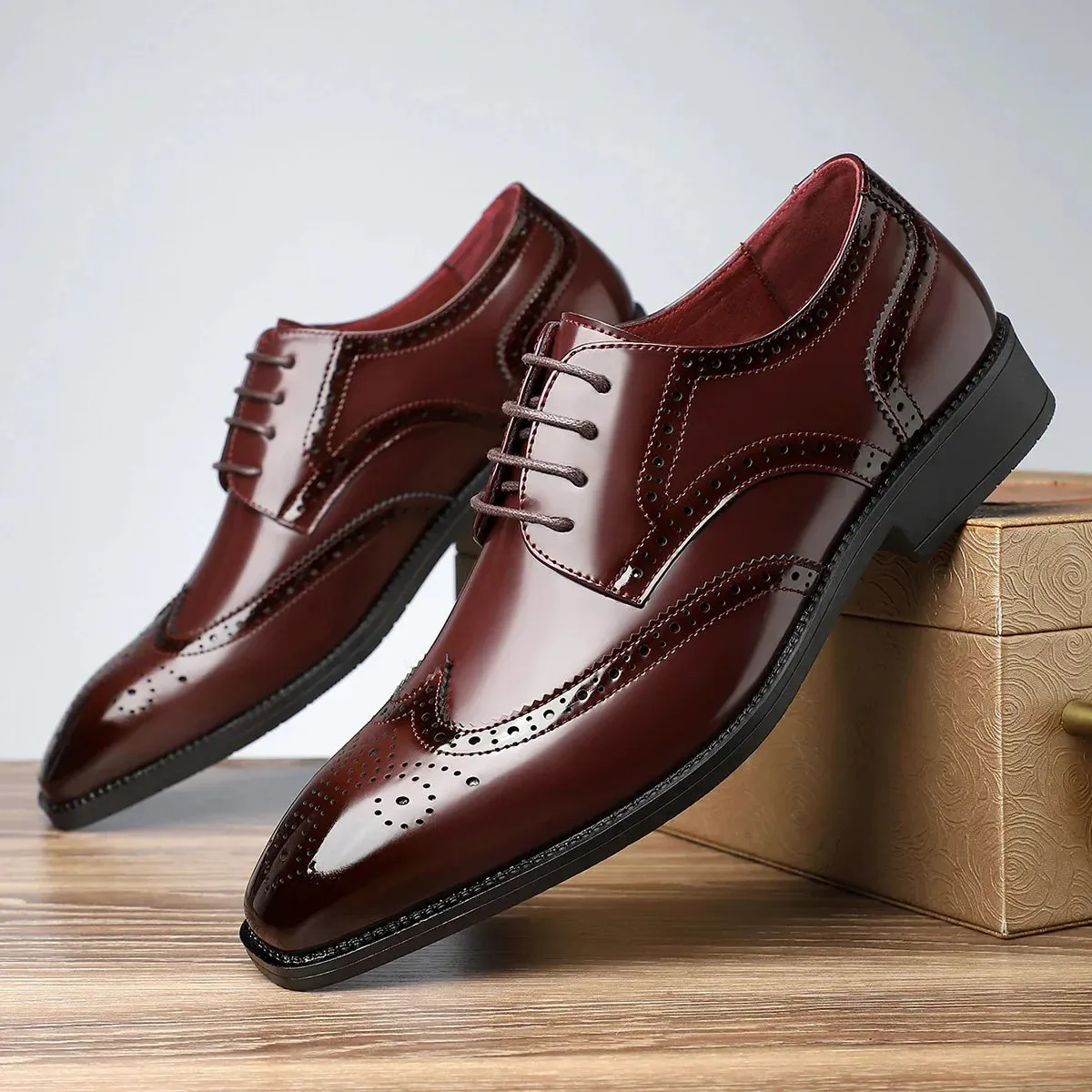 Arc Leather Wingtip Oxford Shoes sold by Northstyle Fashion product image thumbnail 4