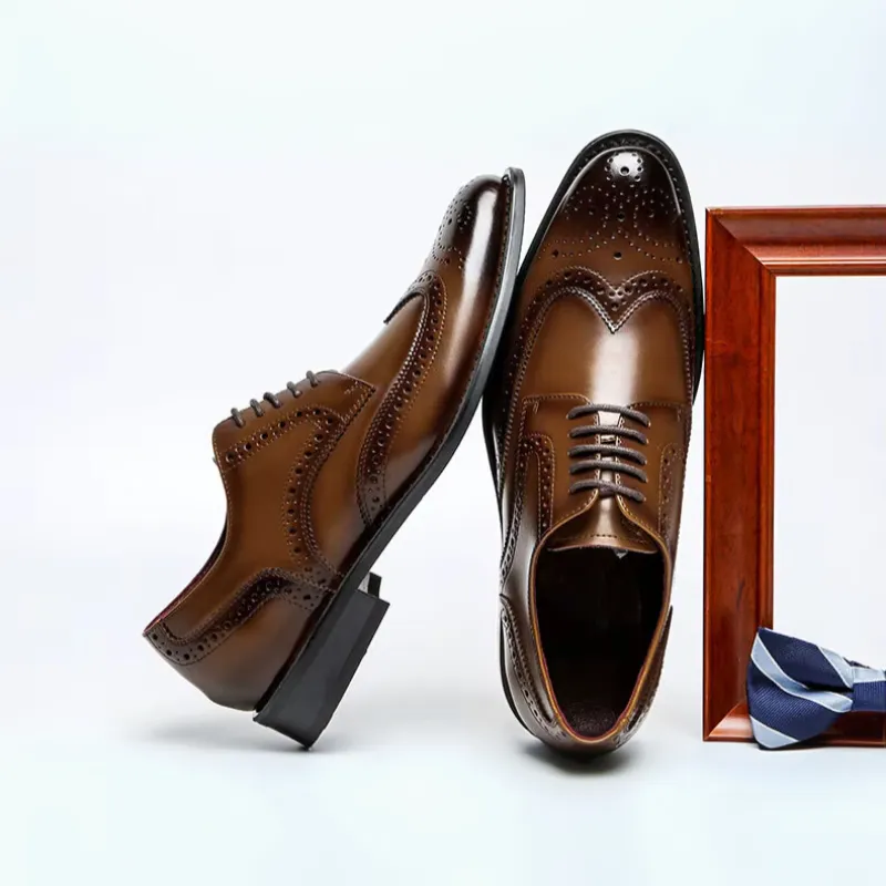 Men's Vicenza Leather Wingtip Brogue Shoes made by Northstyle Fashion