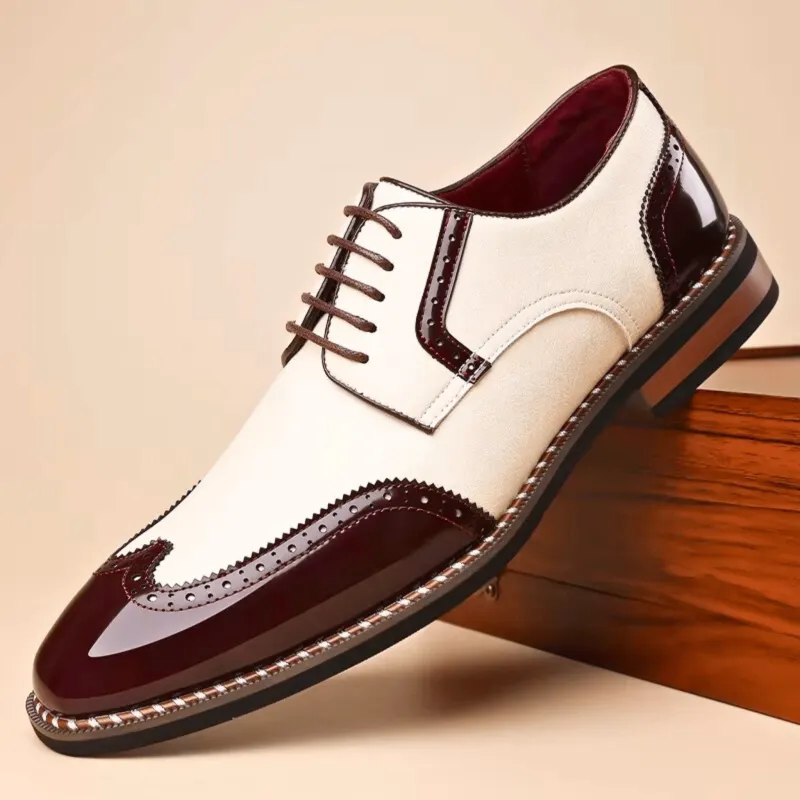 Men's Belvedere Full-Grain Leather Brogue Shoes made by Northstyle Fashion