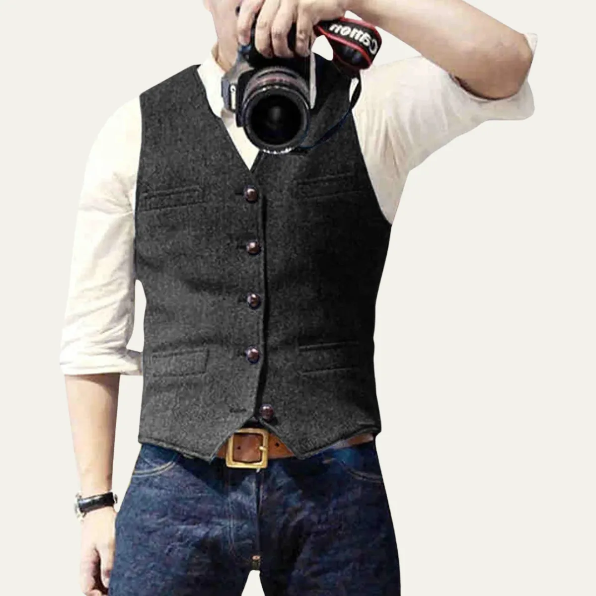 Men's Classic Button-Up Waistcoat with Welt Pockets sold by Northstyle Fashion product image thumbnail 5