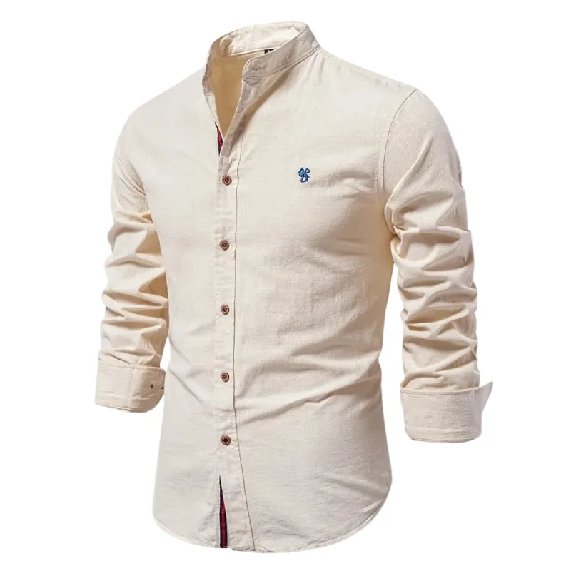 Men's Casual Mandarin Collar Shirt made by Northstyle Fashion