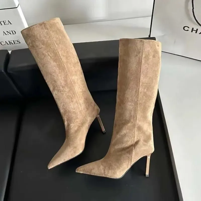 Hazel - Women's Knee High Boots with Pointed Toe made by Northstyle Fashion