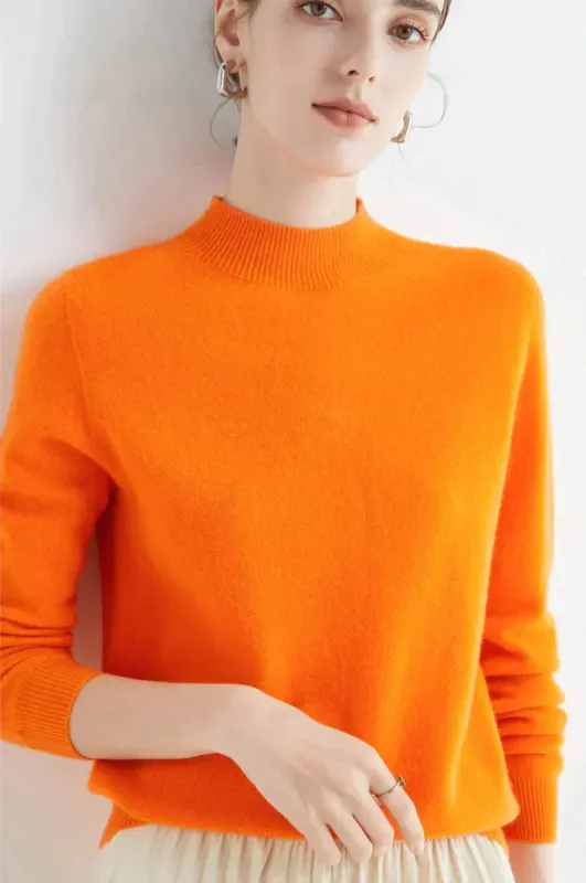 Women's Mock Neck Jumper with Long Sleeves made by Northstyle Fashion