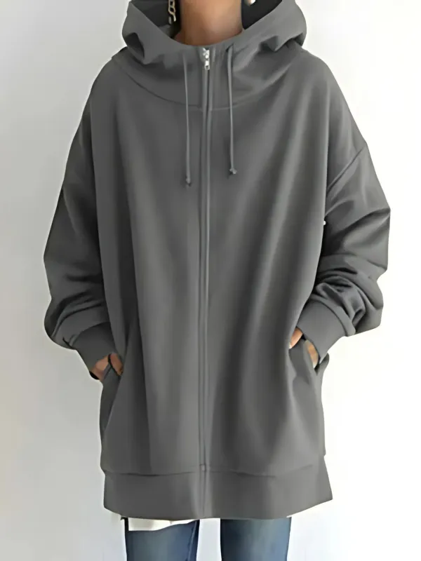 Women's Zip-Up Hoodie with Drawstring and Side Pockets made by Northstyle Fashion