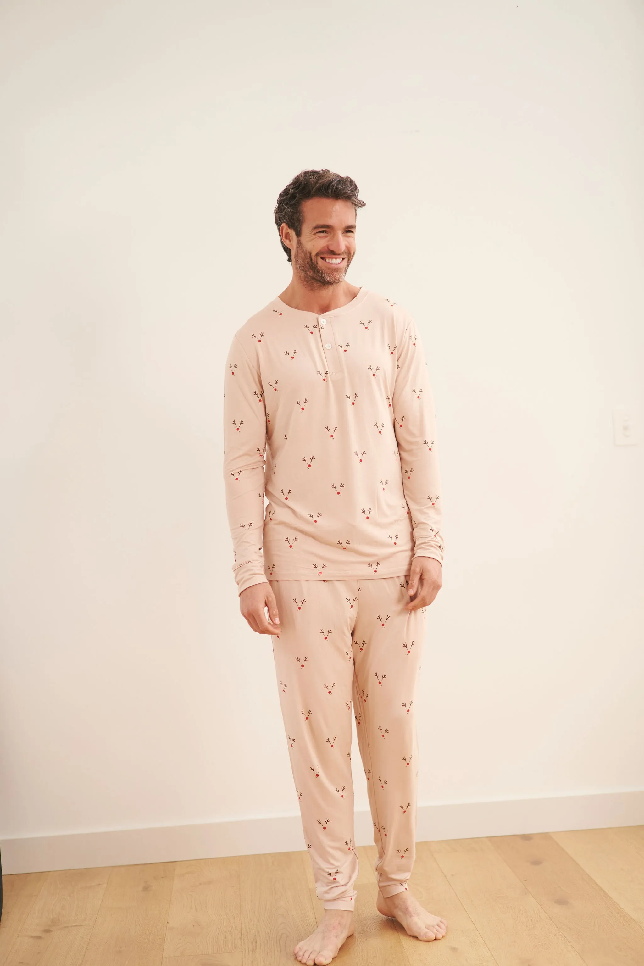 Men's Henley Jogger Set - REINDEER sold by Bambi and Birdie